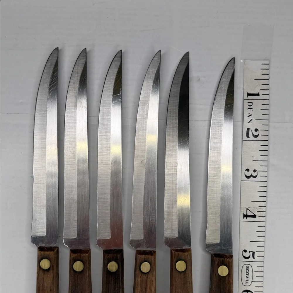 Vintage Wooden Handle Stainless Steel Knife Set